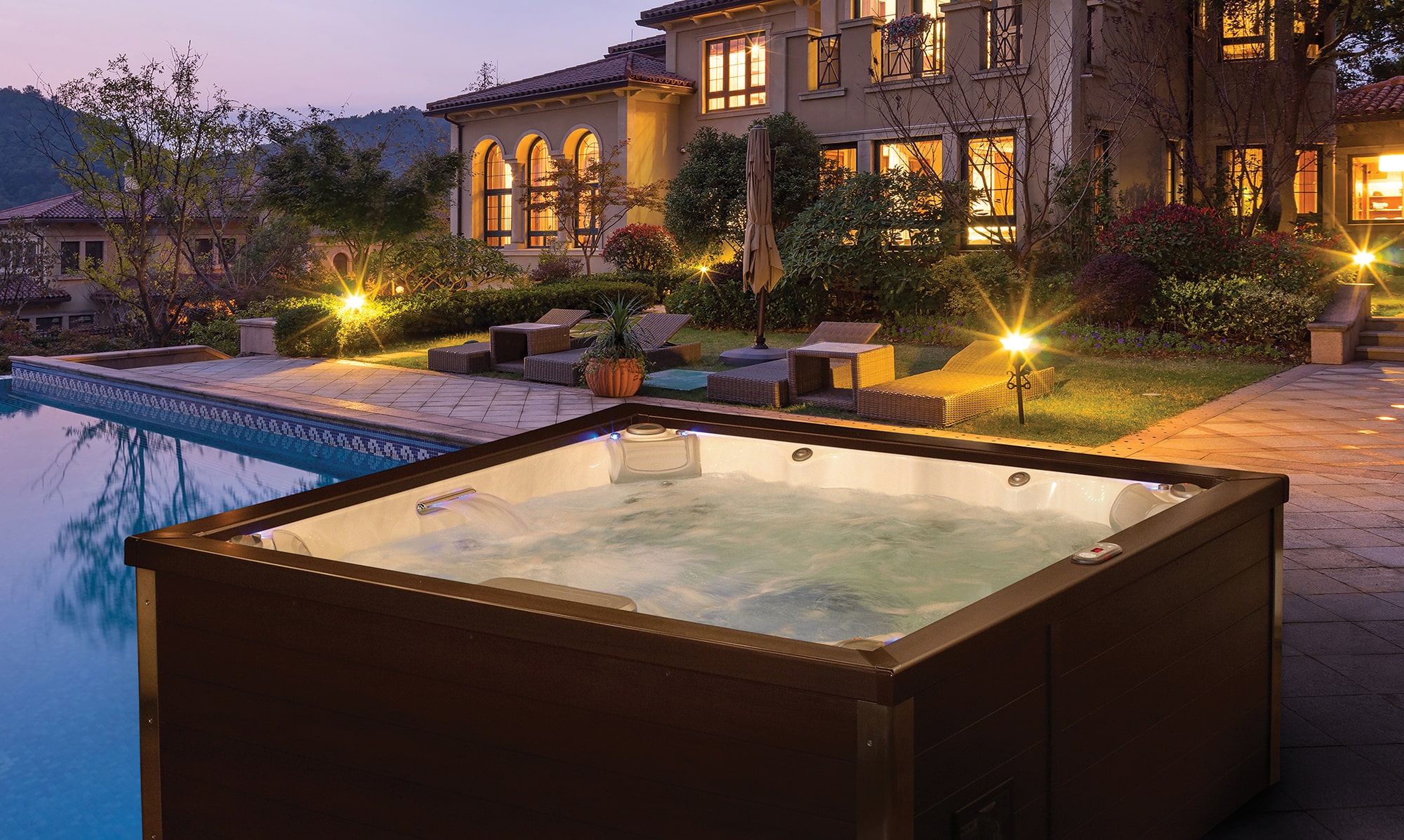 J-LX Jacuzzi Hot Tub evening J-LX Jacuzzi Hot Tub evening